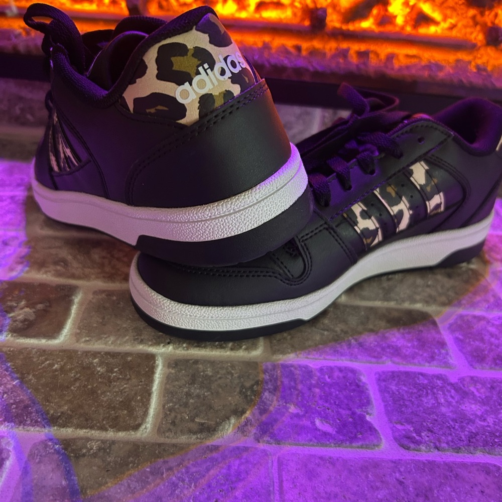 Adidas Black Sneakers with Leopard